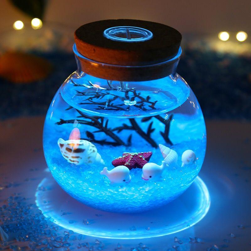 Mới Lạ LED RGB Đèn Ngủ Lãng Mạn Cá Biển Đá Đại Dương Bình Đèn Ngủ Cho Trẻ Em Bé Món Quà Giáng Sinh Trang Trí Phòng Ngủ