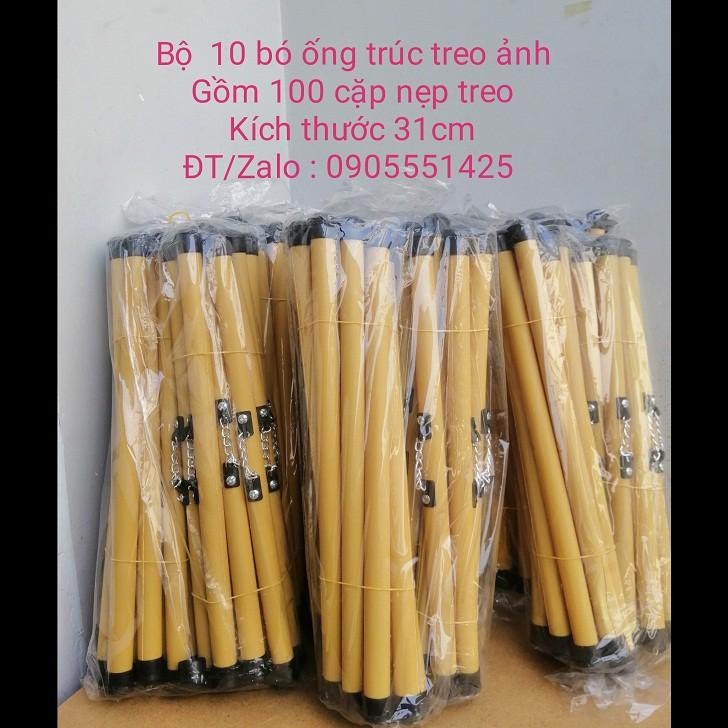 Bộ gồm 10 bó ống trúc treo ảnh, nẹp treo giấy thư pháp