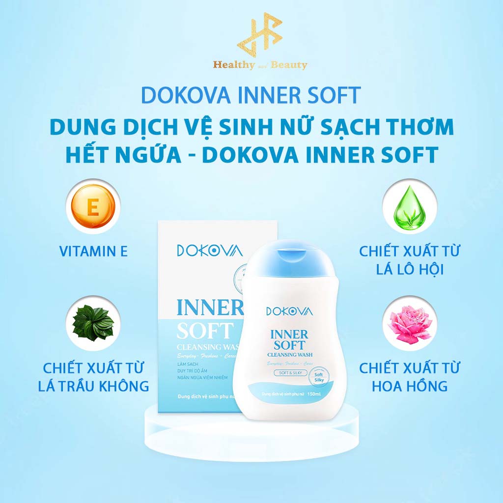 Dung dịch vệ sinh phụ nữ an toàn dịu nhẹ Dokova Inner Soft chai 150ml