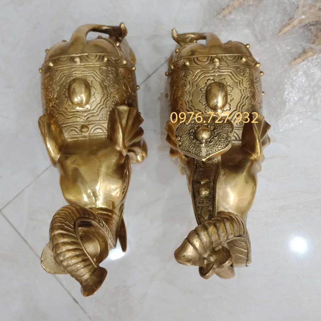 Đôi voi phong thủy bằng đồng, tượng voi đồng cỡ to