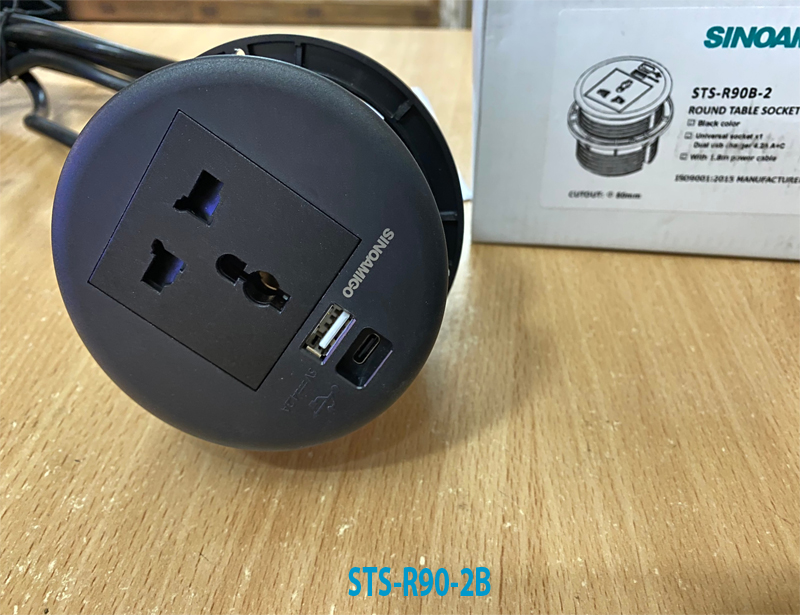 Hộp ổ điện âm bàn sinoamigo STS-R90-2B, STS-R90-2W cao cấp hàng chính hãng