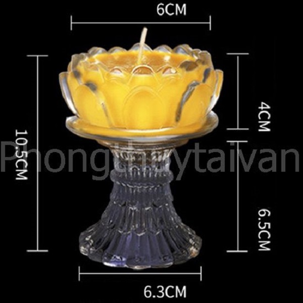 Nến ly sáp BƠ chân cao thủy tinh Vàng thơm tự nhiên, ít khói - thờ cúng.