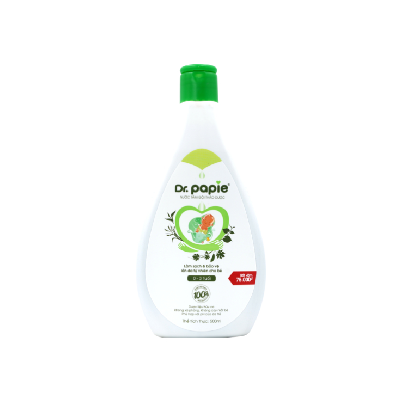 Nước Tắm Thảo Dược Dr.Papie Cho Bé Sơ Sinh Đến 3 Tuổi 500ML