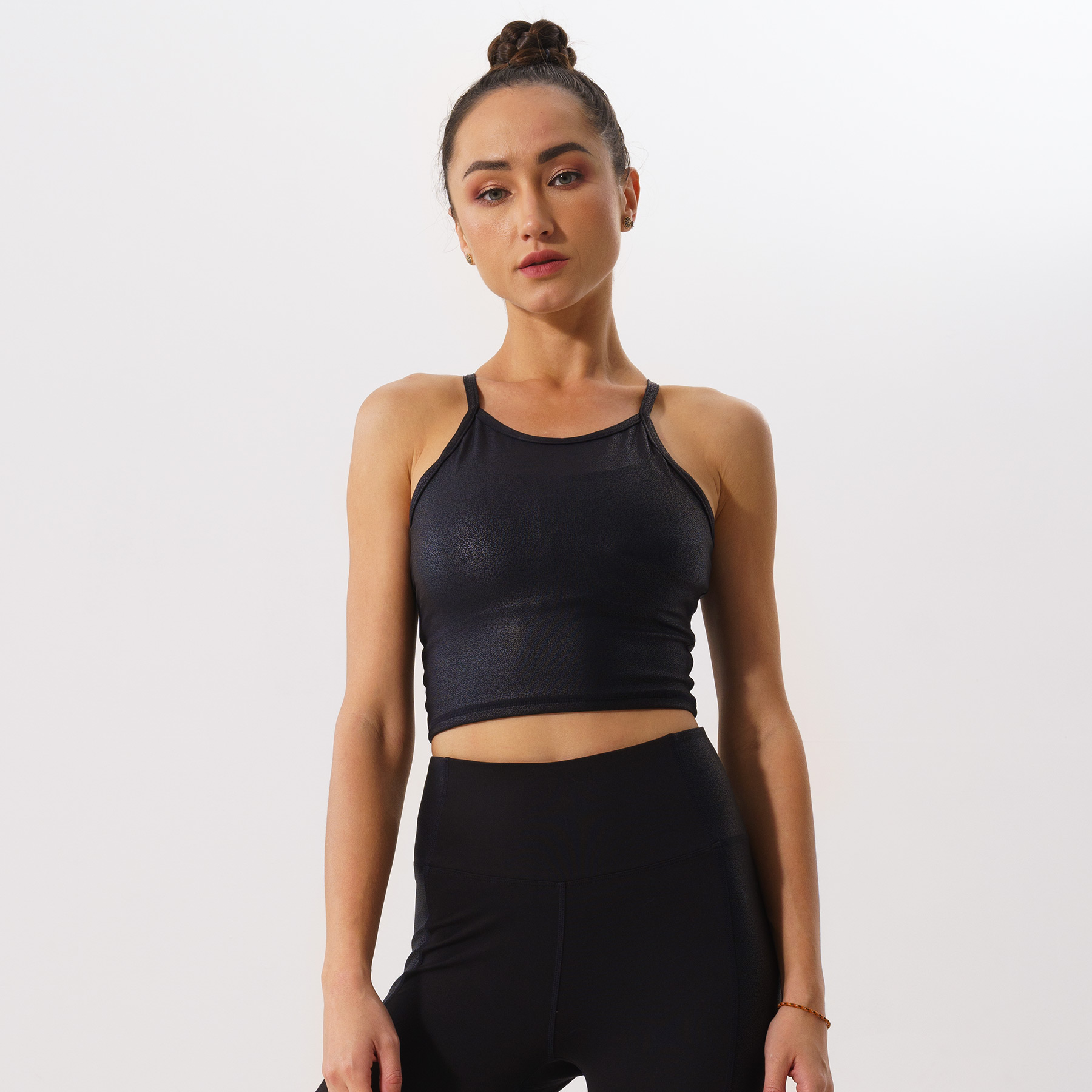 Áo tập Yoga Gym croptop 2 dây đan chéo Hibi Sports Mã CR806 có mút nâng ngực bên trong