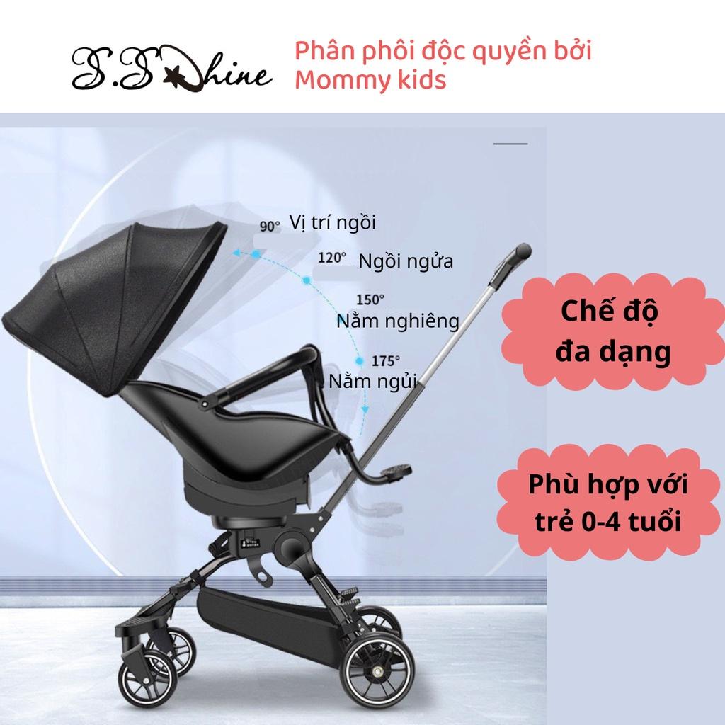 Xe đẩy du lịch gấp gọn MOMMYKIDS MINH CHÂU 4 bánh cho bé, ghế có thể điều chỉnh chế độ nằm, đảo chiều cho bé 0-5 tuổi