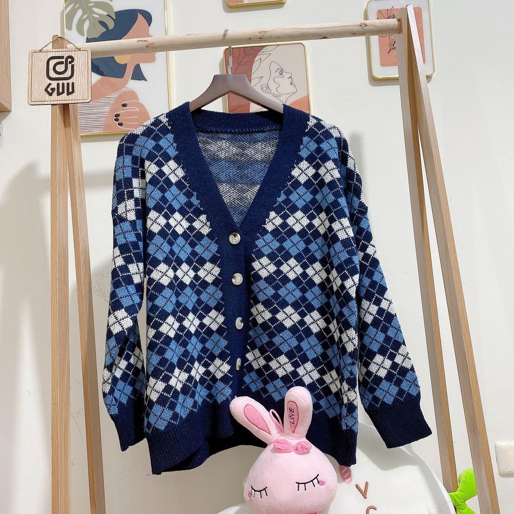 Áo Cardigan- Áo Khoác Len Nữ Kẻ Caro Dày Dặn Phong Cách Hàn Quốc Ulzzang Dễ Thương ACL01