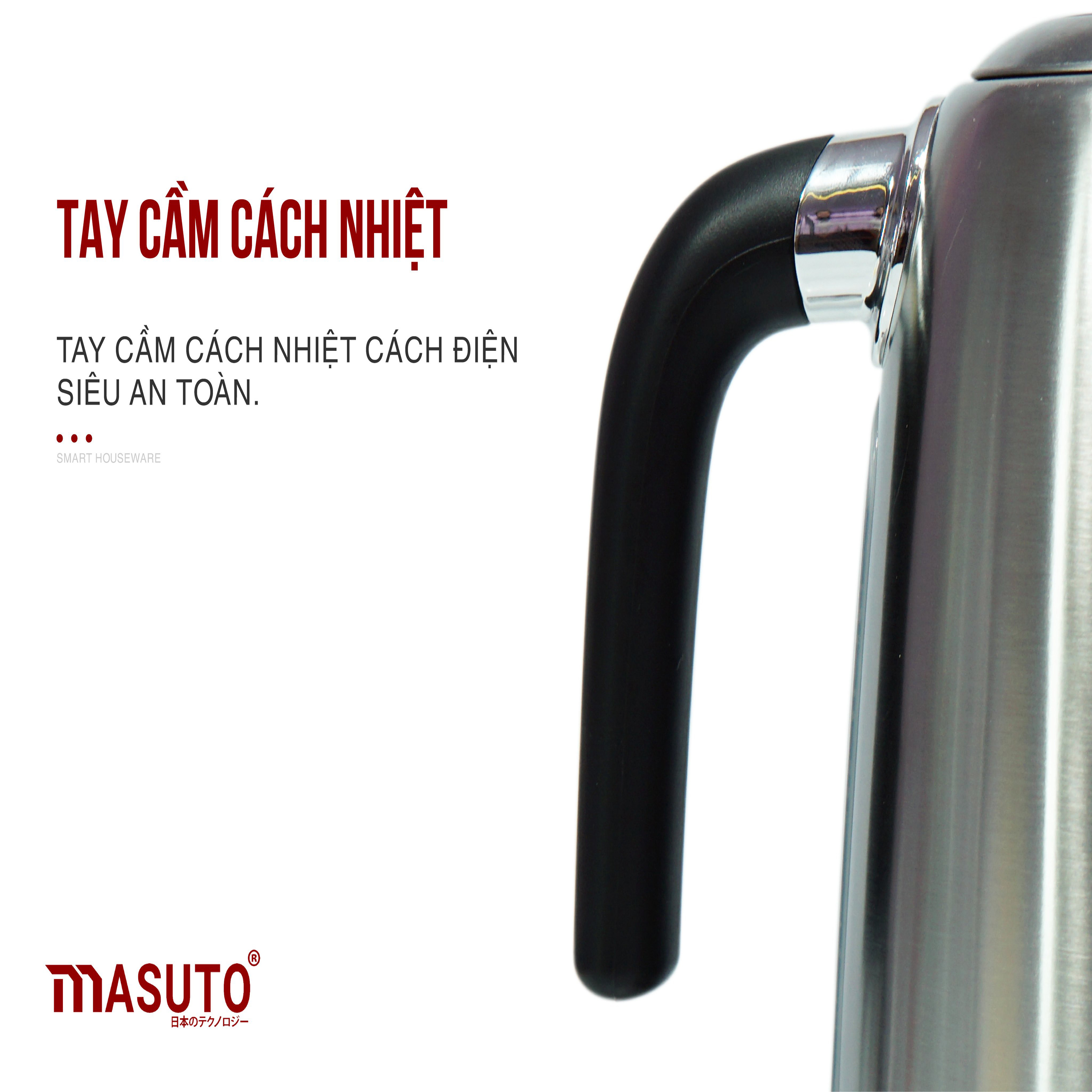 Ấm Siêu Tốc 2 Lớp Thông Minh Masuto 1.7 Lít (Công nghệ Nhật Bản) - Hàng Chính Hãng