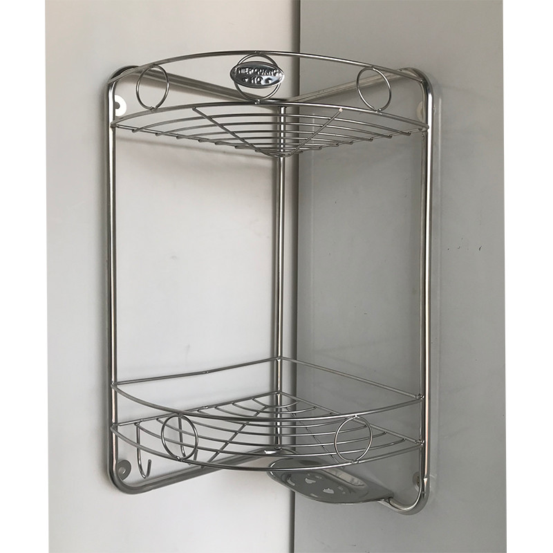 Kệ góc nhà tắm 2 tầng có khay để xà phòng - inox cao cấp HTD-KGT04B