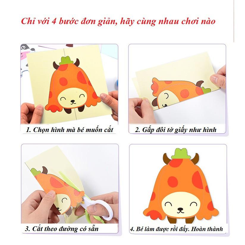 BỘ CẮT GIẤY PAPER CUT 100 TỜ - TẶNG 2 KÉO CHO BÉ RÈN VẬN ĐỘNG TINH