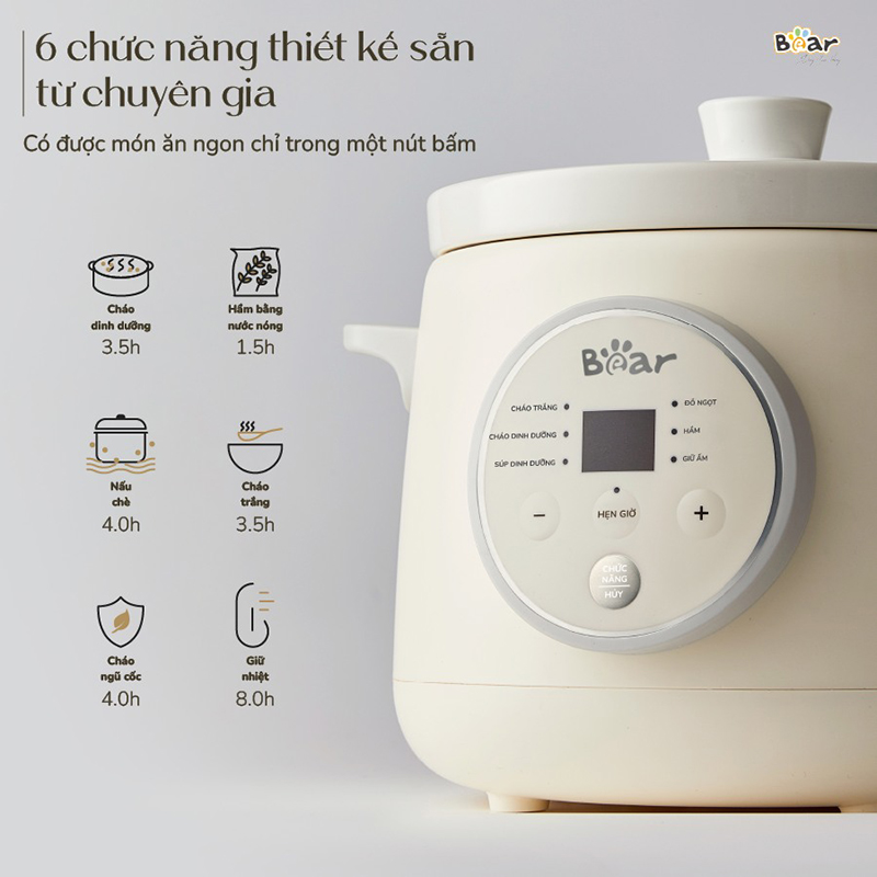 Nồi nấu chậm 1.5L Bear SB-NNC15 (120W) - Hàng chính hãng