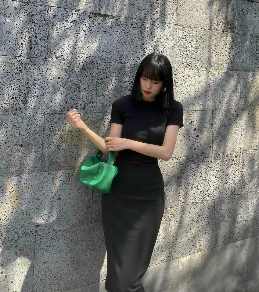 [NNY CLOTHING] Váy thun ôm body màu đen, lên dáng cực chuẩn CHIN DRESS - V078