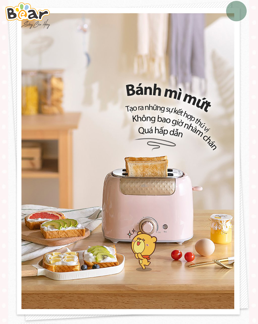 Máy Nướng Bánh Mì Bear DSL-601 Công Suất 680 W - Hàng Chính Hãng