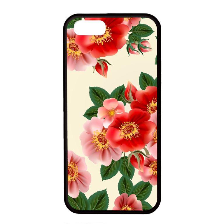 Ốp lưng dành cho Iphone 5 Hoa Đỏ Nền Trắng 2 - Hàng Chính Hãng
