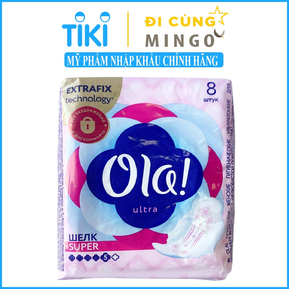 Băng vệ sinh Ola Ultra siêu thấm dùng ban đêm ( 8 miếng có cánh )  - Nhập khẩu Nga