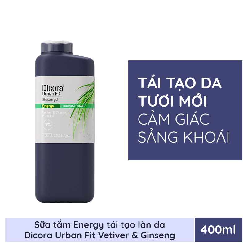 Sữa tắm energy cỏ hương bài &amp; nhân sâm Dicora Urban Fit - 400ml