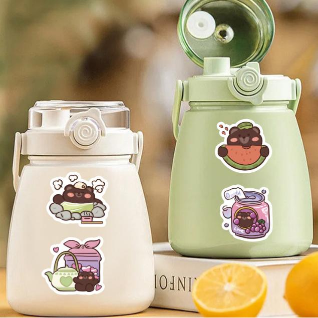Sticker GẤU MẬP phong cách hàn quốc hoạt hình cute trang trí mũ bảo hiểm,guitar,ukulele,điện thoại,sổ tay,laptop-mẫu S90