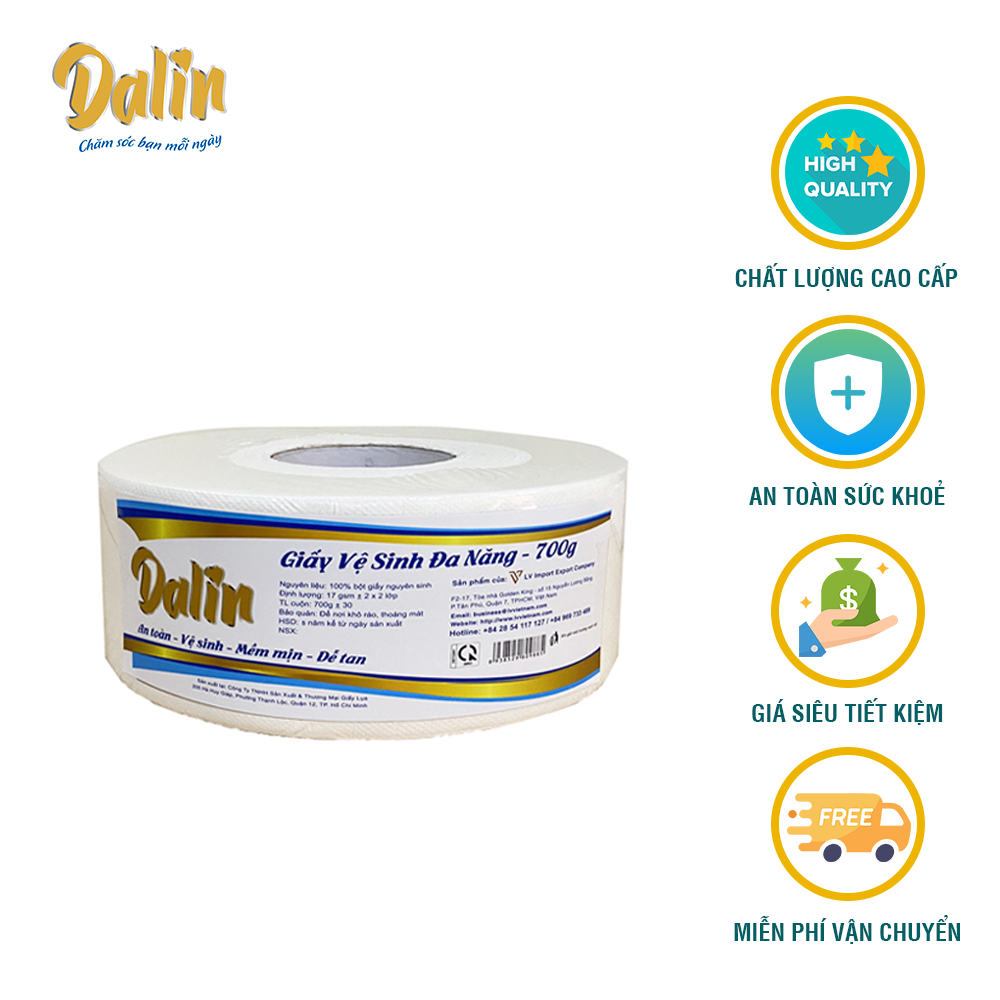 GIẤY VỆ SINH CUỘN LỚN DALIN 700G TIẾT KIỆM