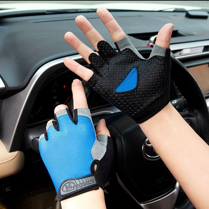 Găng Tay Xe Đạp Ngón Nam Nữ Chống Trượt Chống Sốc Thoáng Khí Mùa Hè Găng Tay Xe Đạp Fingerless Thể Thao Tập Gym Xe Đạp Găng Tay Color: B - Black