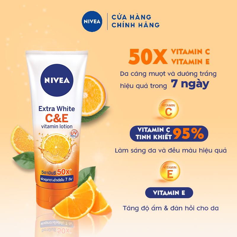 [KÈM QUÀ TẶNG] Sữa Dưỡng Thể Dưỡng Trắng Nivea EXTRA WHITE C&amp;E / C&amp;A VITAMIN - 180ML - Sữa dưỡng thể dưỡng trắng Nivea NIVEA EXTRA WHITE C &amp; E VITAMIN - 180ML + Tặng NTT Hoa Hồng Hokkaido 70ml 94050