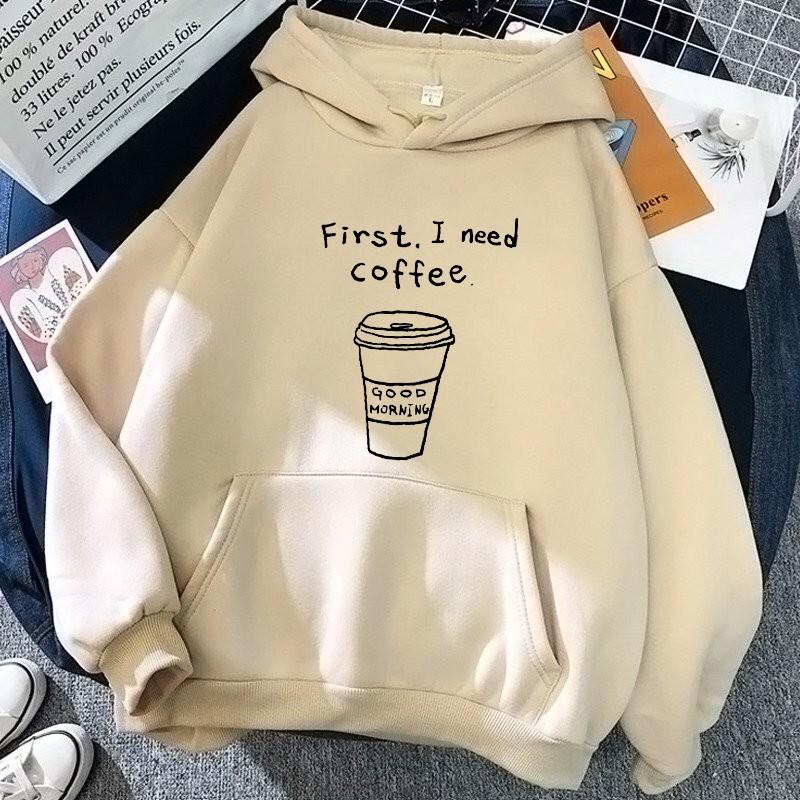 ÁO HOODIE UNISEX IN I NEED COFFEE (NHIỀU MÀU)