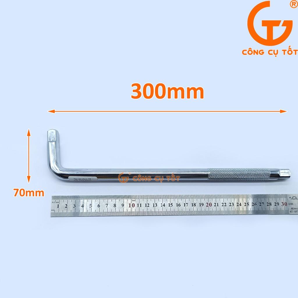 Tay vặn chữ L 1/2 inchthép CrV trắng 300mm