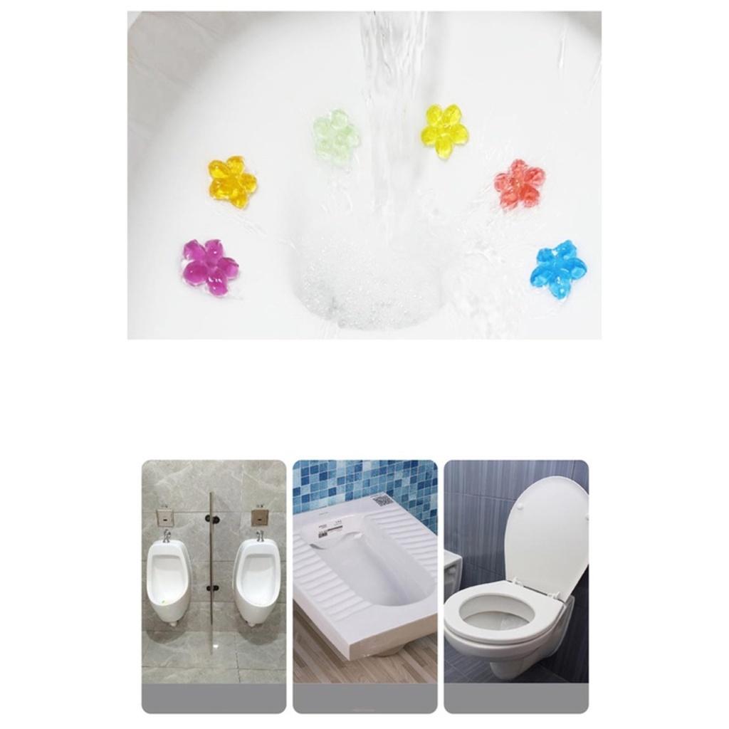 Gel thơm khử trùng bồn cầu, gel khử mùi bồn cầu dạng thạch hình bông hoa với 6 mùi thơm cho toilet