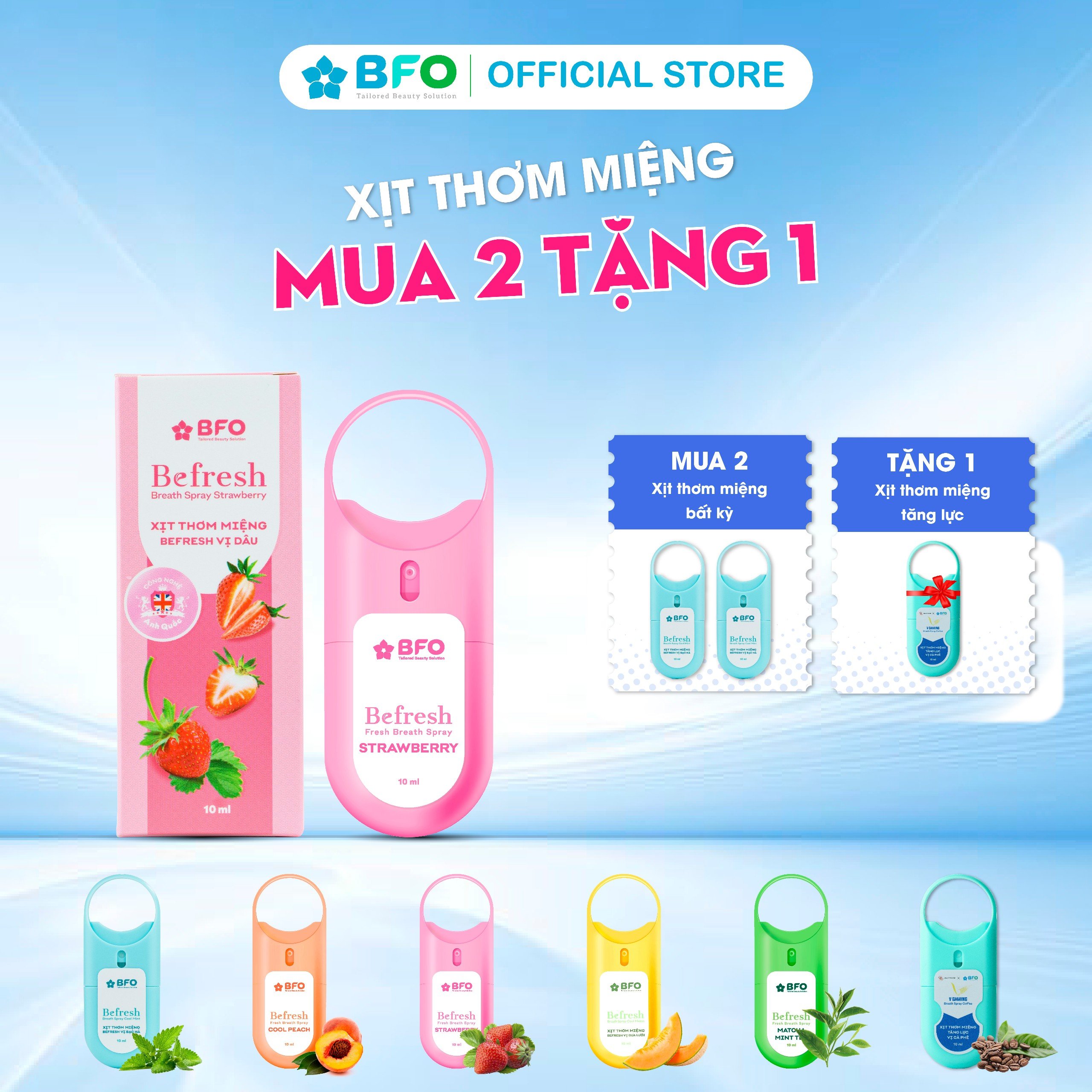 Xịt Thơm Miệng Befresh Cho Hơi Thở Thơm Mát Chỉ Trong 3 Giây Dung Tích 10ml