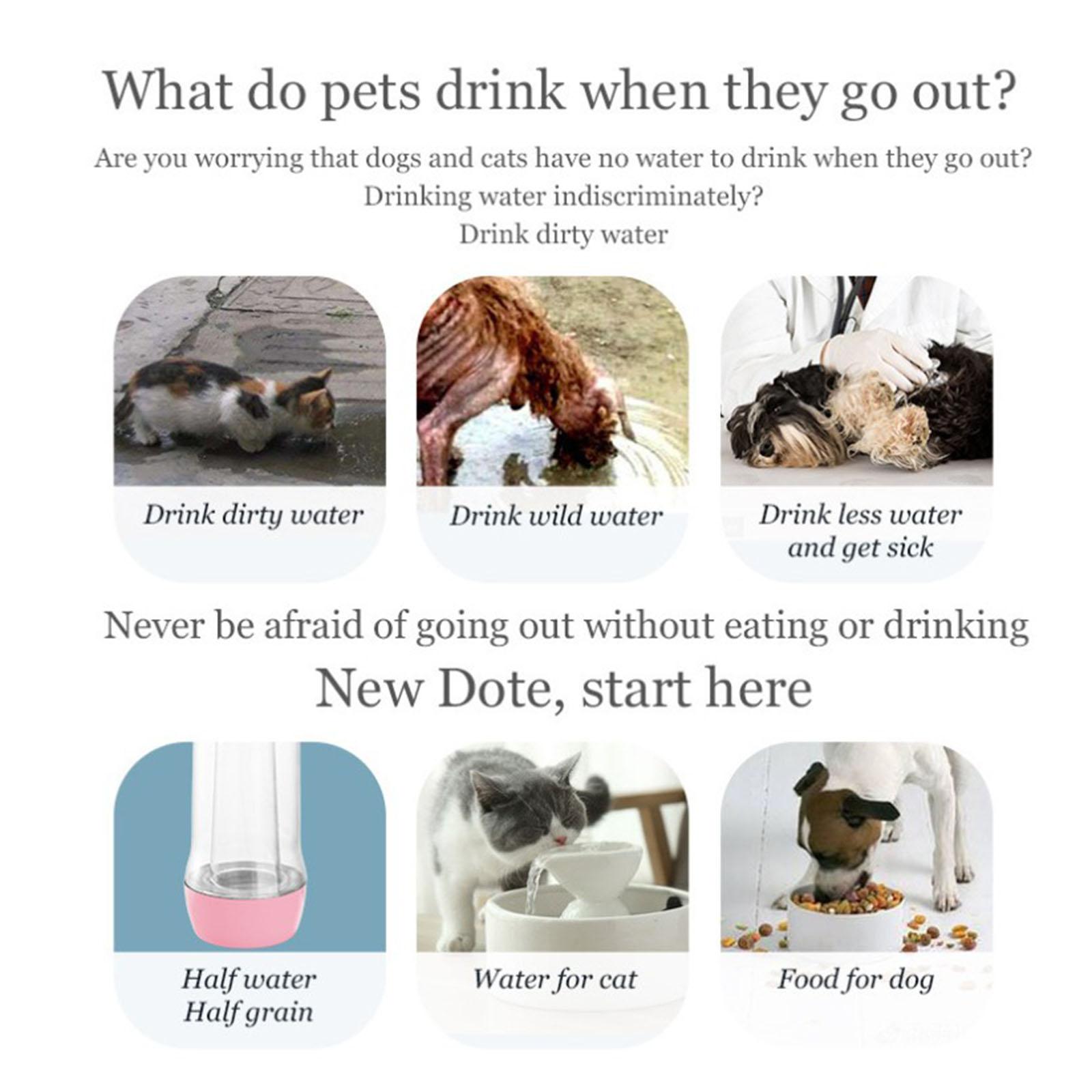 10oz Dog Travel Water Bottle Dog Travel Water Bottle with Food Container for Outdoor Hiking