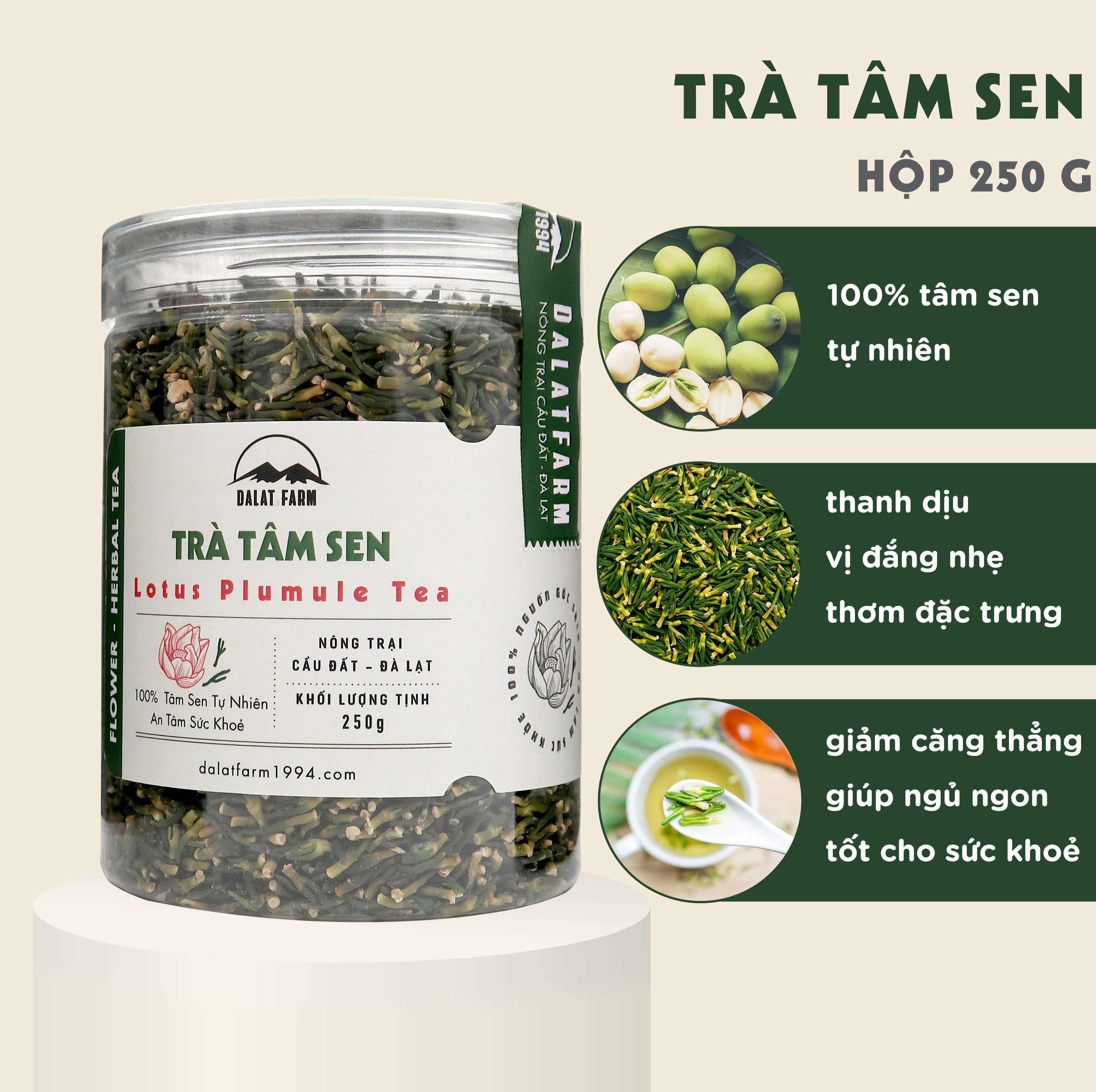 Hình ảnh Trà Tâm Sen (Tim Sen) DalatFarm - Hộp 250 g