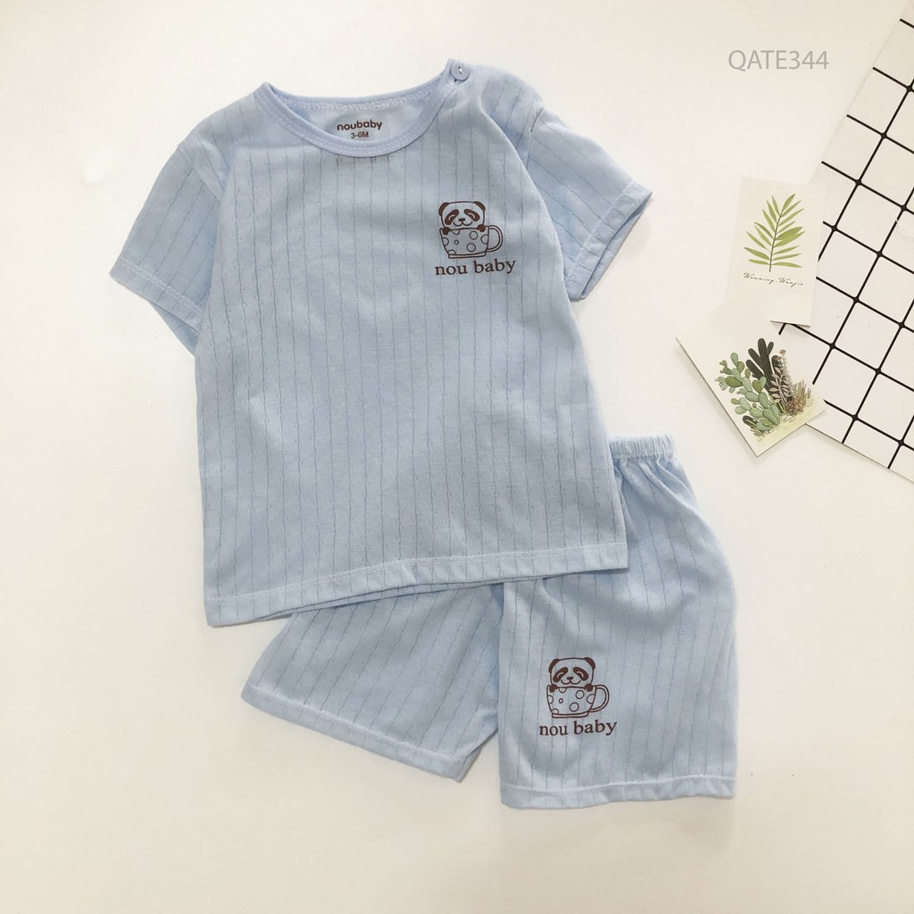 Set 5 bộ quần áo cộc tay cho bé vải cotton kẻ mẫu trơn mỏng mát, thấm hút mồ hôi rất tốt