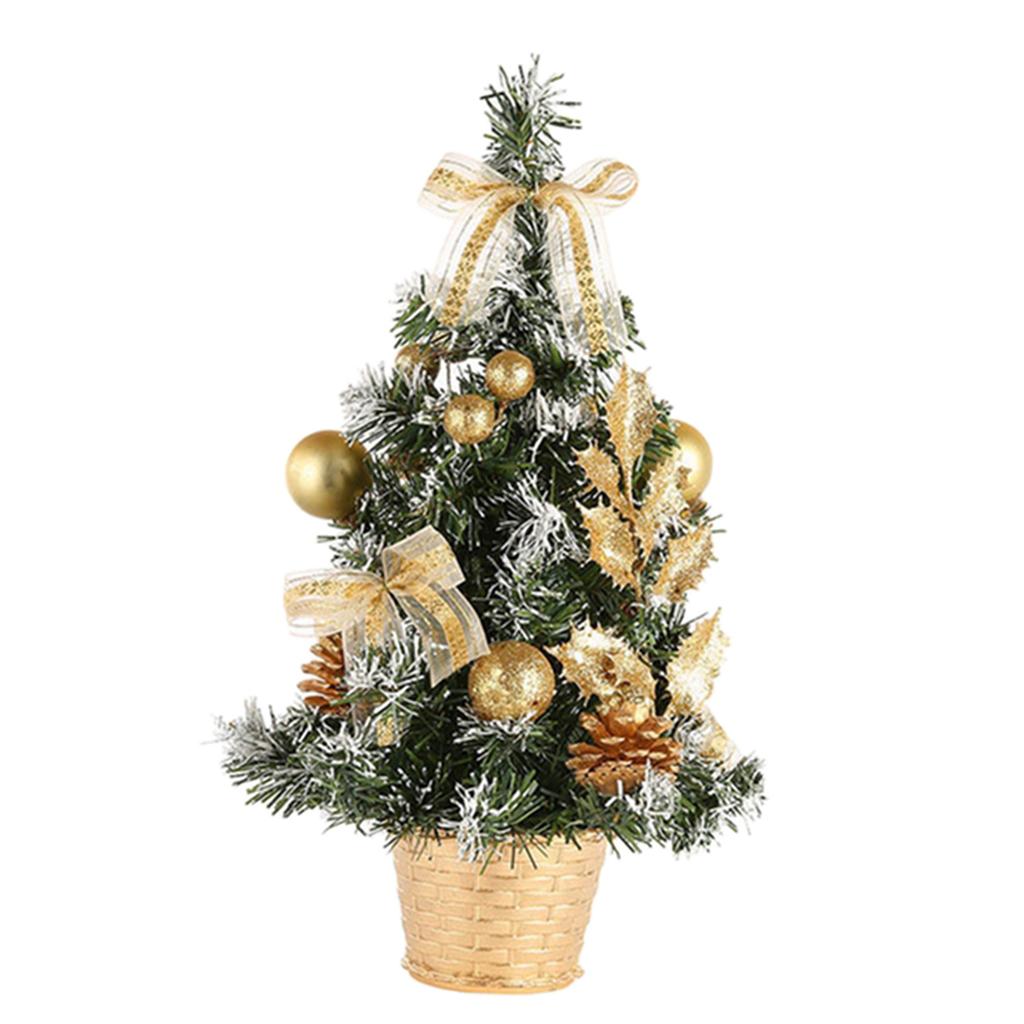 6inch High Tabletop Christmas Tree Mini Xmas Tree with Ornaments Golden