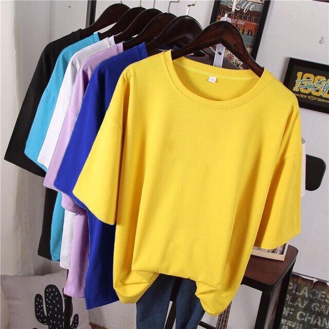 Áo Thun Tay Lỡ Form Rộng Unisex Chất Áo Phông Mềm Mịn Cho Cả Nam Nữ Trơn Màu Vàng