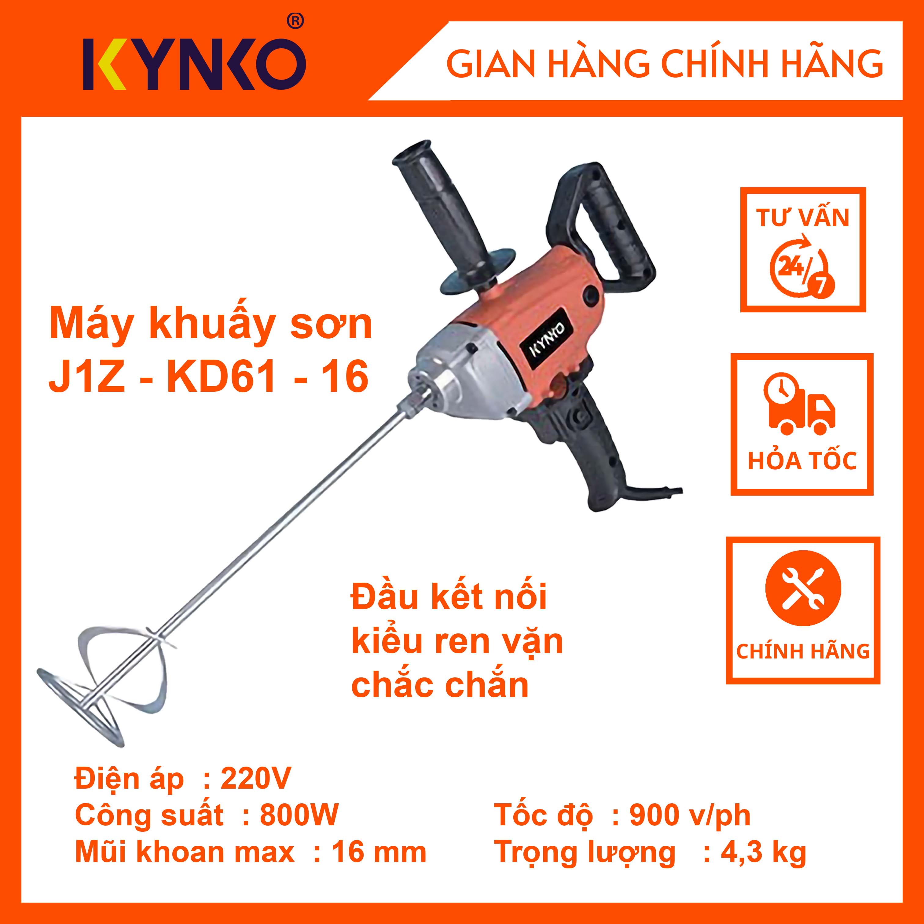 Máy khuấy sơn - KD61 cầm tay giá tốt chính hãng Kynko J1Z-KD61-16 #6613