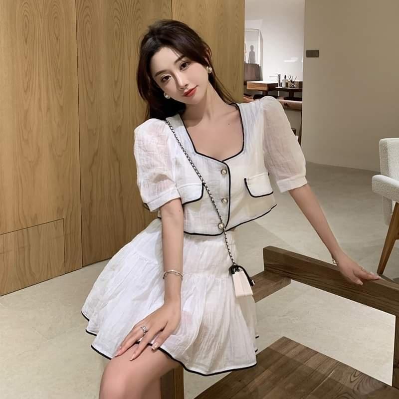CHUNN Set croptop mix chân váy sang chảnh