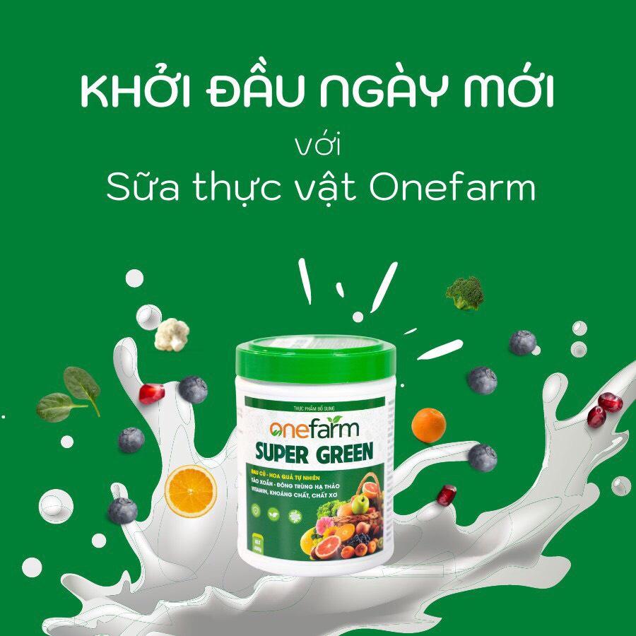 Sữa Thực Vật Organnic Giàu Protein Chứa Đông Trùng Tảo Xoắn Bột Rau Củ Quả SUPER GREEN ONEFARM-400G