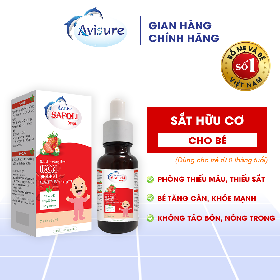 Combo 2 hộp Avisure Safoli - Zio Sắt Kẽm Sinh Học cho bé