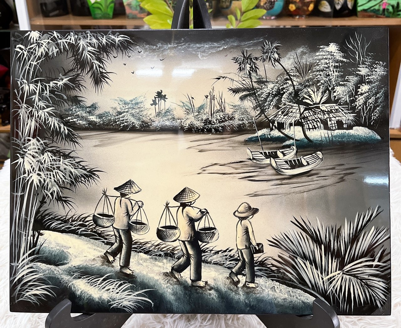 Tranh sơn mài - ĐỒNG QUÊ VIỆT NAM -Hàng xuất khẩu size 30x40 cm