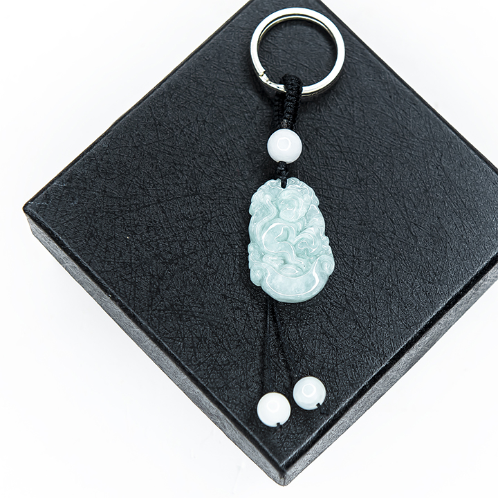 Móc khóa 12 Con Giáp Cẩm Thạch tự nhiên - Tuổi Thân | MKJADTHAN09 VietGemstones