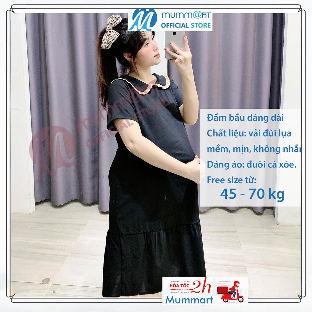 Váy bầu thiết kế dự tiệc công sở mùa hè dáng suông chân váy xòe cổ cánh sen - VB3