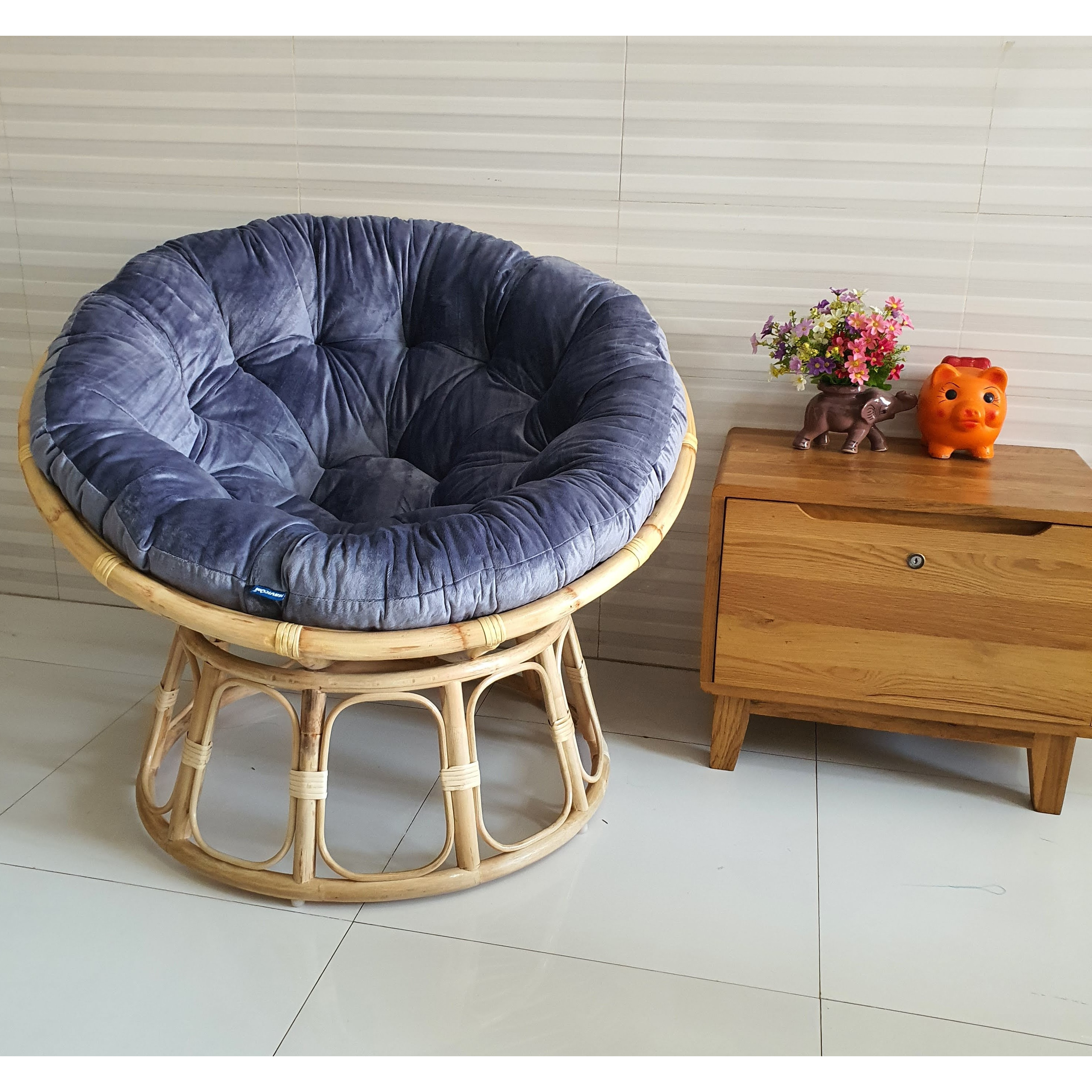 Ghế thư giãn papasan đủ size (vải nhung xám)