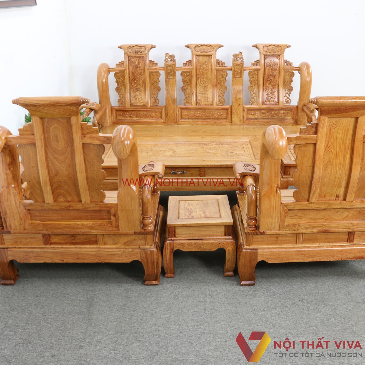 Bộ Bàn Ghế Salon Tần Thủy Hoàng Tay 12 Gỗ Hương Đá 6 Món Cao Cấp Đẹp