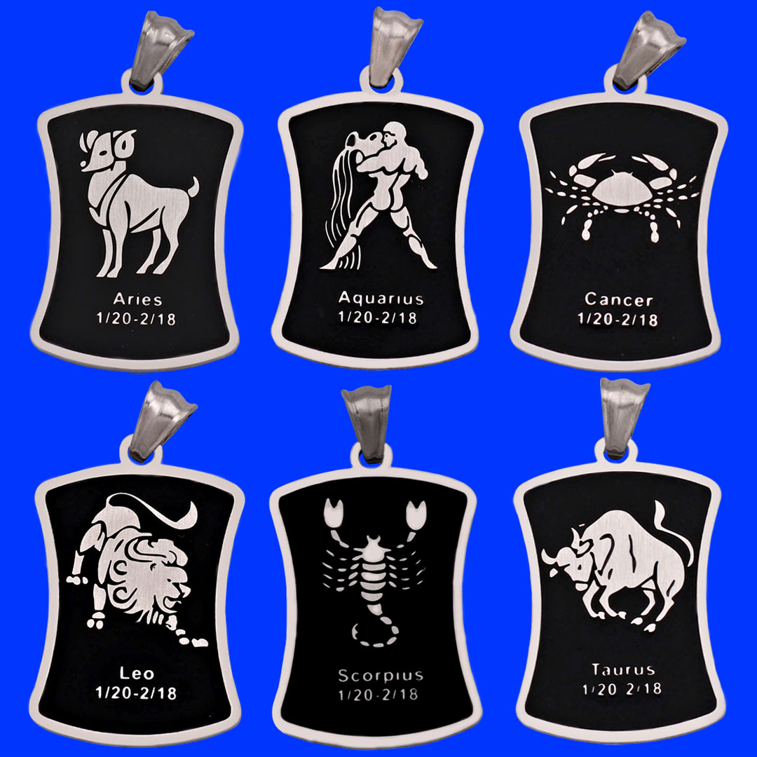 Mặt dây chuyền cung Nhân Mã - Sagittarius inox kèm vòng cổ dây cao su đen, Cung hoàng đạo