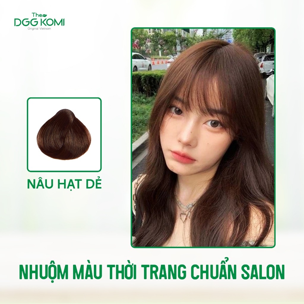 Combo 3 gói dầu gội nhuộm tóc thảo dược DGG KOMI Việt Nam lên màu chuẩn salon chiết xuất thiên nhiên dung tích 25ml/1gói