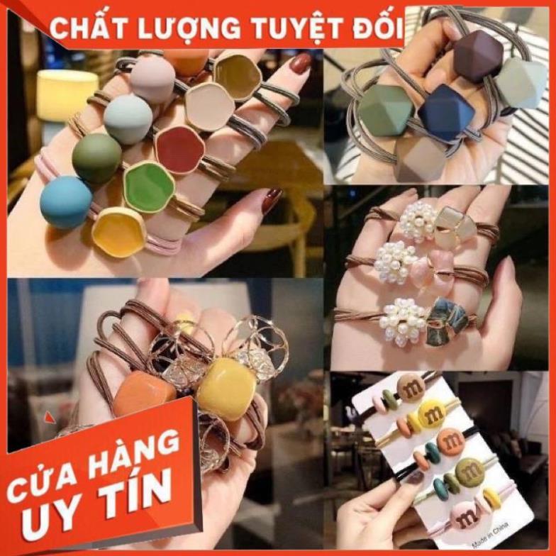 Dây buộc tóc set 20 chun buộc tóc túi nhựa trong mix nhiều hình dễ thương