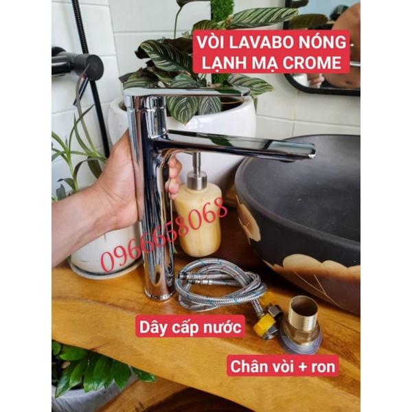 Vòi lavabo nóng lạnh đồng mạ crome 30cm