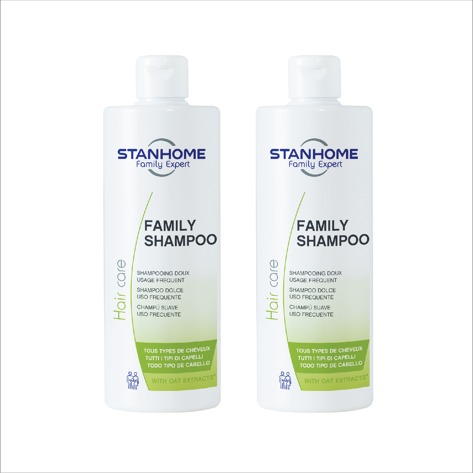 Combo 2 Dầu Gội Không Xà Phòng, Ph5 Với Tinh Chất Yến Mạch Family Shampoo Stanhome 400ml/chai- mẫu mới