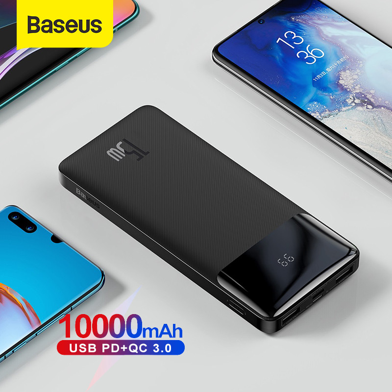 NEW (Hàng chính hãng)丨Baseus 15W Fast Charging 10000mAh Power Bank With LED Display Portable USB PD QC For iPhone 12 11 Samsung Xiaomi