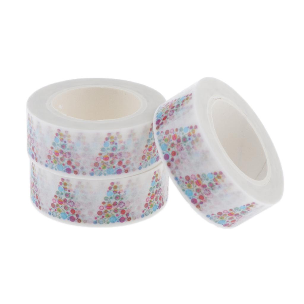 3 Rolls 15mm Xmas Washi Tape Set, Cartoon Washi Masking Decorative Tapes for DIY Decor Planners Scrapbooking Adhesive Sticker Tapers/Party Supplies