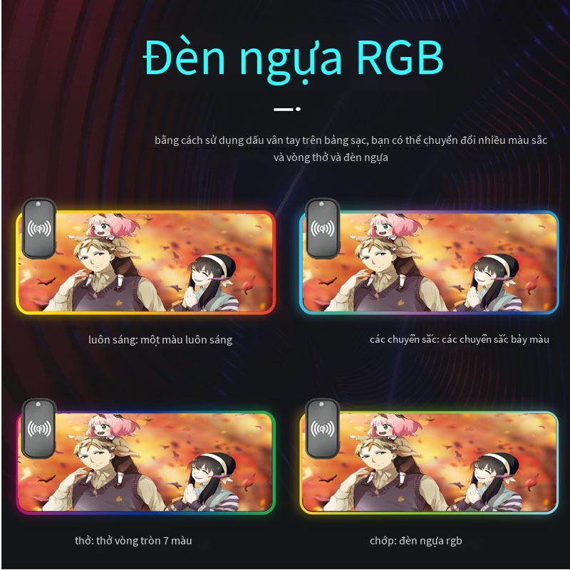Giá thấp nhất cao su tự nhiên rgb chuột phát quang pad máy tính bàn pad anime spy play house LED ánh sáng ma thuật hướng dẫn sạc không dây