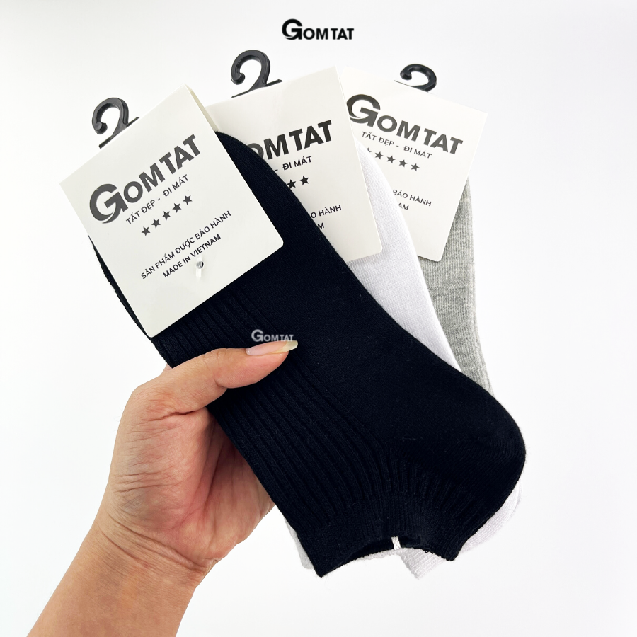 Tất Vớ Nam Nữ Cổ Ngắn GOMTAT Mẫu Gân Chìm, Chất Liệu Cotton Cao Cấp Thoáng Khí - FIVE-TAY10-NGAN